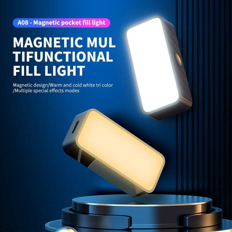 Photography Lighting Portable - Lampu swafoto Mini portabel magnetis, lampu